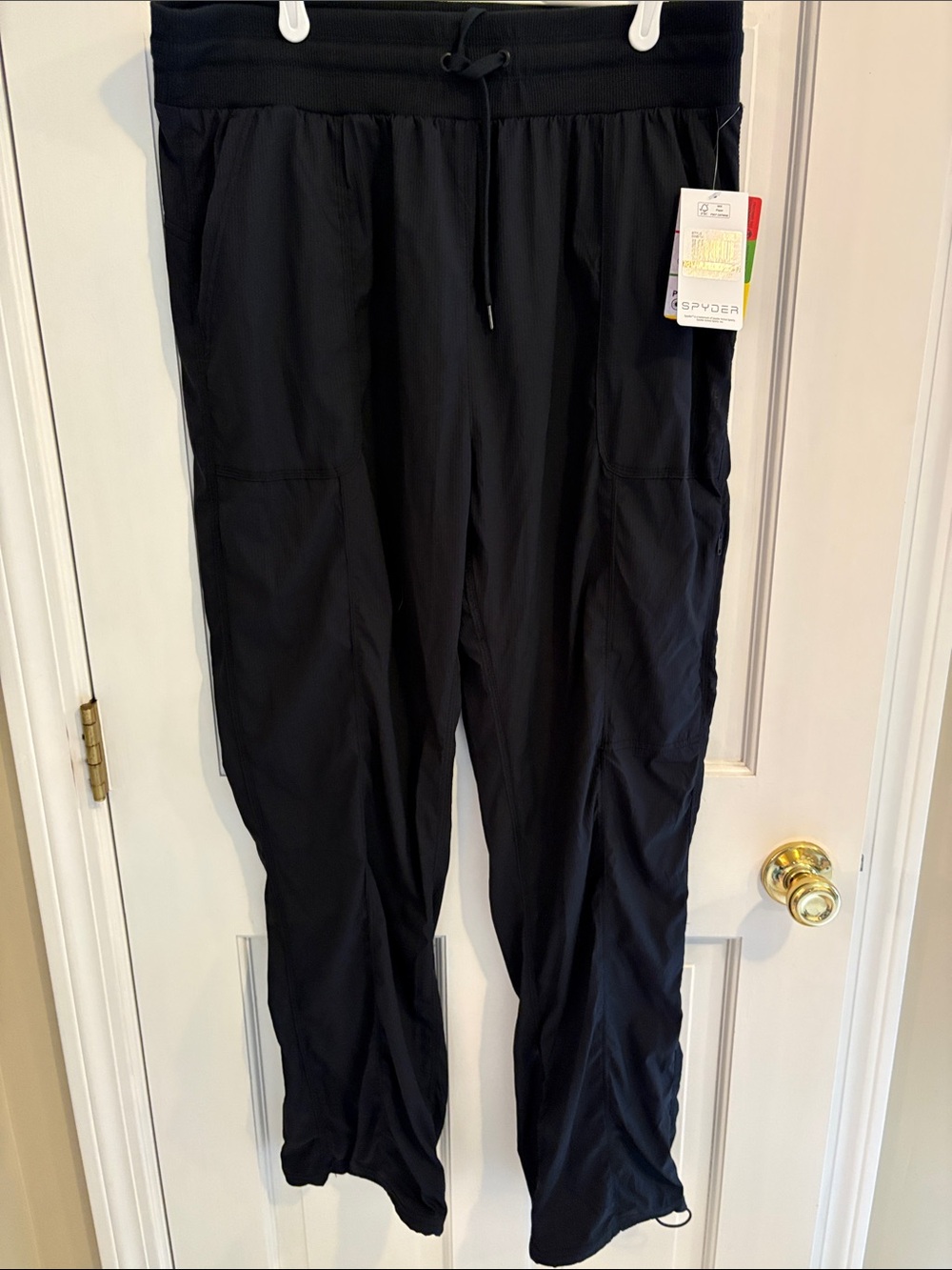 Spyder woMen's Black Active Drawstring pants size large brand new with tags